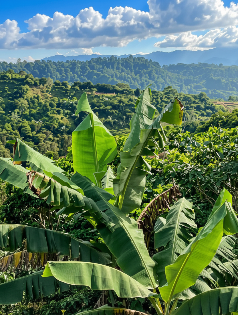 "Café con Amor farm in Cañuelas de Naranjo, Alajuela, Costa Rica — tropical shade-grown estate at 1,300–1,400 MASL, growing Villa Sarchi varietal, Yellow Honey process, light roast micro-lot, direct-trade through Farmers Project for Pura Vida Beans"
